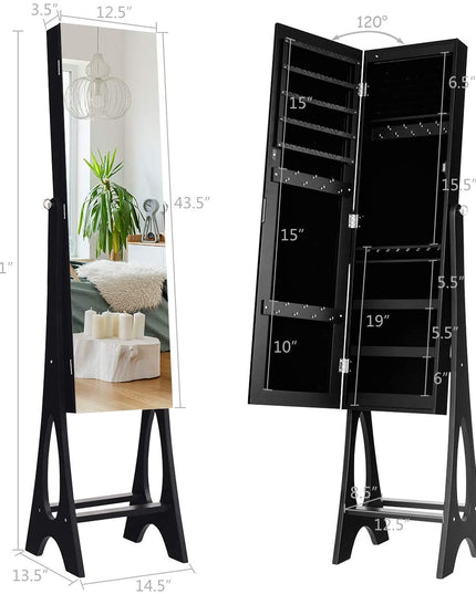 12 LEDs Jewelry Armoire Cabinet with Full-length Mirror - Giantex