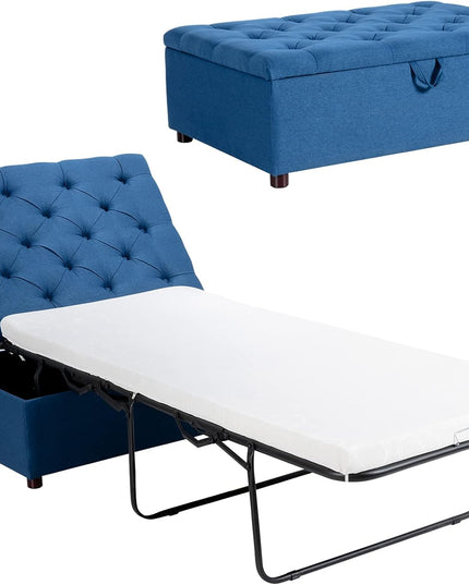 Giantex Ottoman Folding Bed, Fold Out Sleeper Bed with Mattress, Convertible Chair into Sofa Bed