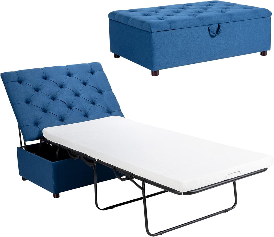 Giantex Ottoman Folding Bed, Fold Out Sleeper Bed with Mattress, Convertible Chair into Sofa Bed