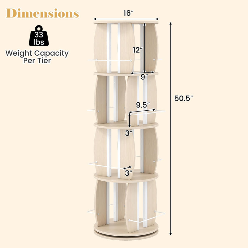 GIANTEX 2/4-Tier 360° Rotating Round Bookshelf Tower