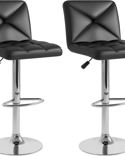 Giantex Bar Stools Set of 2/4, Modern PU Leather Swivel Counter Height Bar Stools with Back