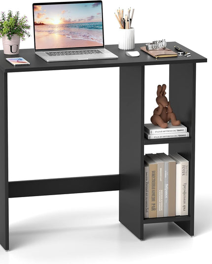 Giantex Small Desk, Compact Study Writing Desk with 3-Position Adjustable Shelf, Anti-Toppling Kit