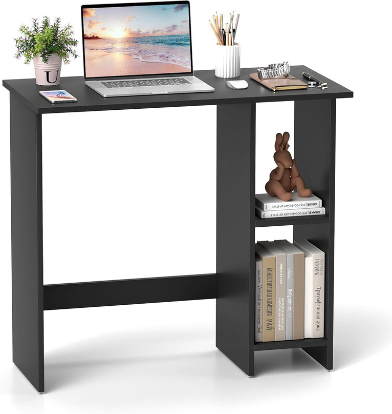 Giantex Small Desk, Compact Study Writing Desk with 3-Position Adjustable Shelf, Anti-Toppling Kit