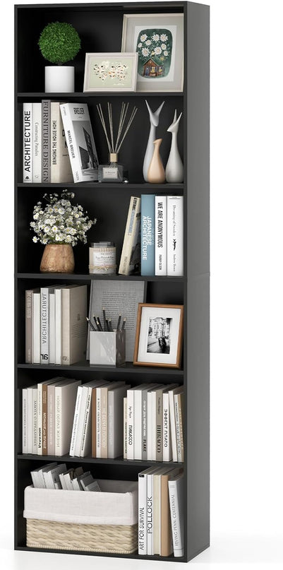 Giantex 6-Tier Bookcase, 70" Tall Wooden Bookshelf, Freestanding Storage Organizer w/Open Shelves