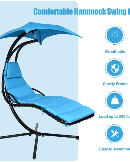 Hanging Chaise Lounger Chair, Arc Stand Porch Swing Chair - Giantex