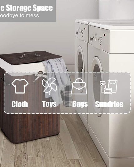Laundry Hamper Bamboo Laundry Basket, Clothes Hamper with Lid and Removable