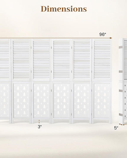 GIANTEX 67"H Folding Room Divider with Louvered Slats & Pine Tree Cutout