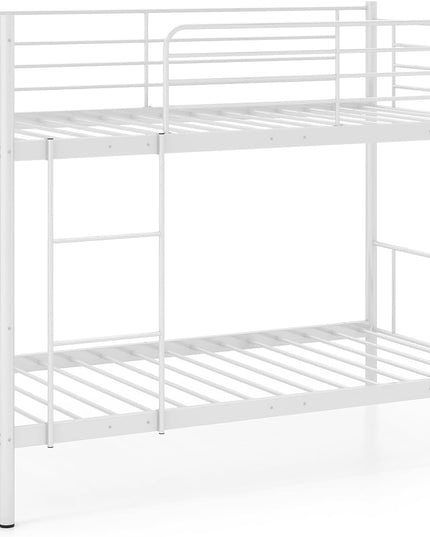 Giantex Bunk Bed Twin Over Twin, Metal Bunk Bed Frame w/Built-in Ladder, Safety Guardrail