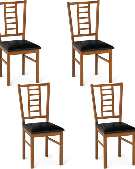 Giantex Lot de 2/4 chaises de salle à manger en bois avec dossier ajouré