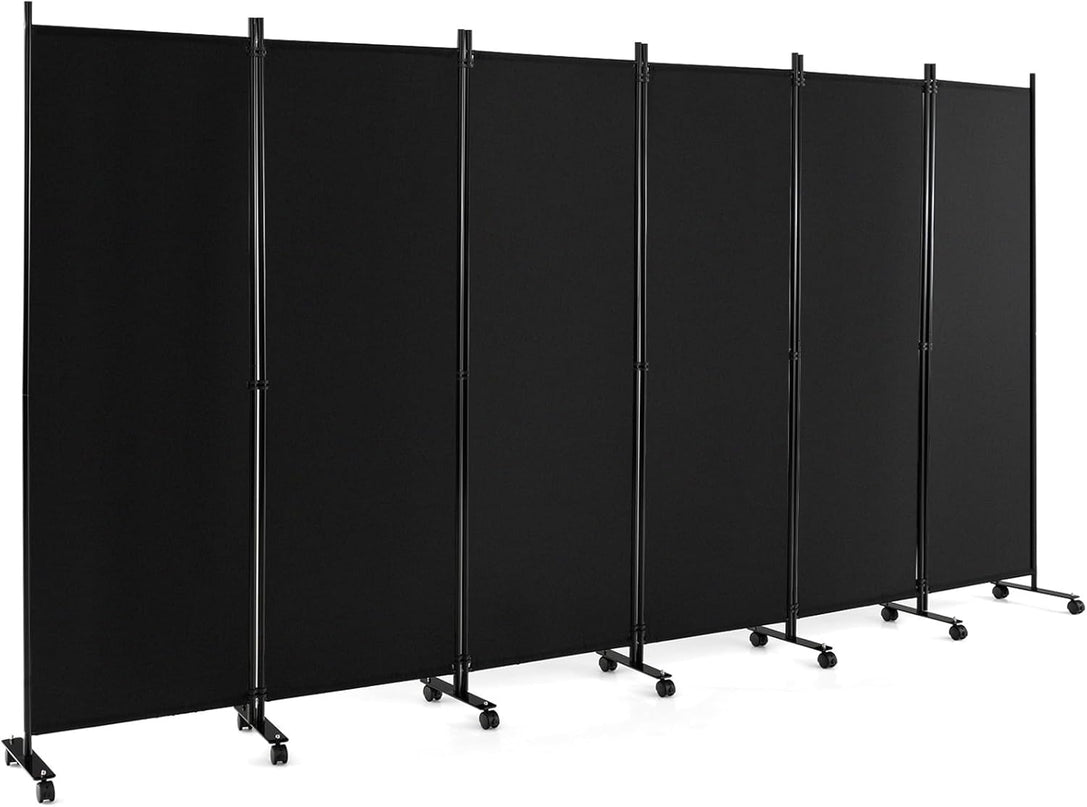 Giantex 6 Panel Room Divider, 132''W x 68''H Large Folding Privacy Screen, Rolling Partition Room Dividers for Home Office Studio Separation