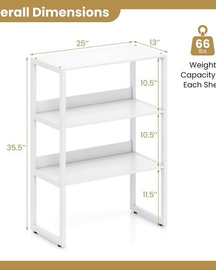 Giantex Desktop Bookshelf, 3-Tier Desk Hutch Dorm with Open Shelves