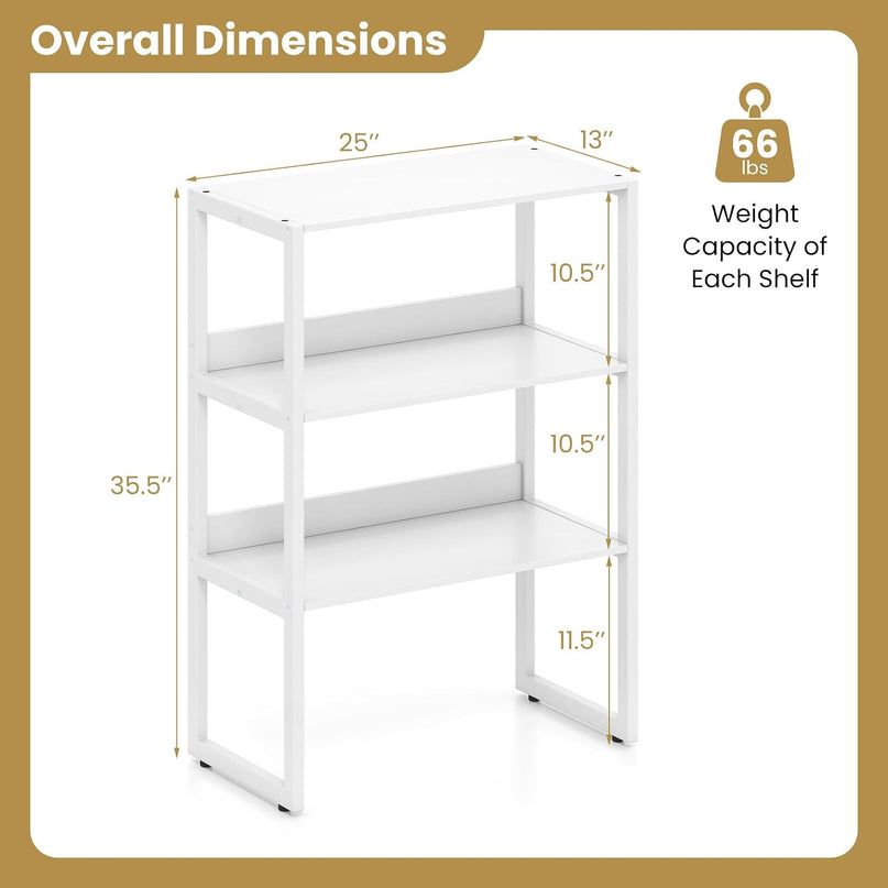 Giantex Desktop Bookshelf, 3-Tier Desk Hutch Dorm with Open Shelves