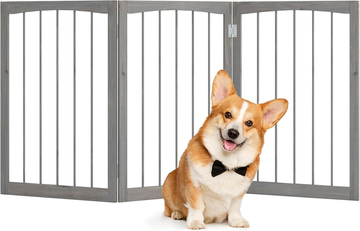 Giantex 63" W x 30" H Foldable 3-Panel Freestanding Dog Gate for Small Medium Dogs