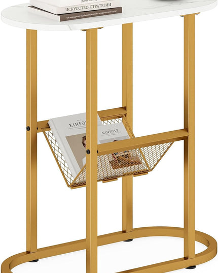 Giantex Oval Narrow Side Table Set of 2 Small End Table