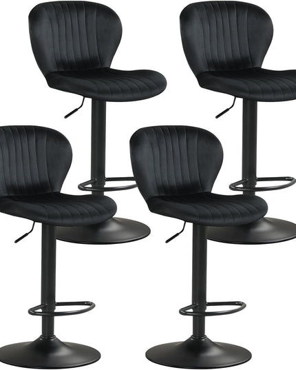 Giantex Lot de 2 ou 4 tabourets de bar | Chaises réglables hauteur comptoir avec dossiers rembourrés en velours