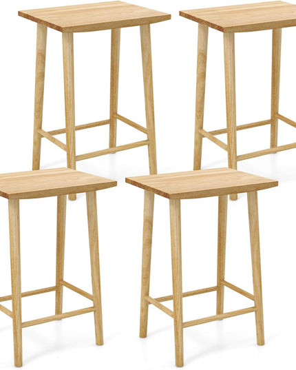 Giantex 25.5" Wooden Bar Stools Set of 2/4, Farmhouse Backless Counter Height Bar Stools with Footrest