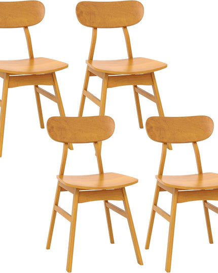 Giantex Wooden Dining Chairs Set of 2/4, Farmhouse Kitchen Chairs with Curved Backrest & Seat