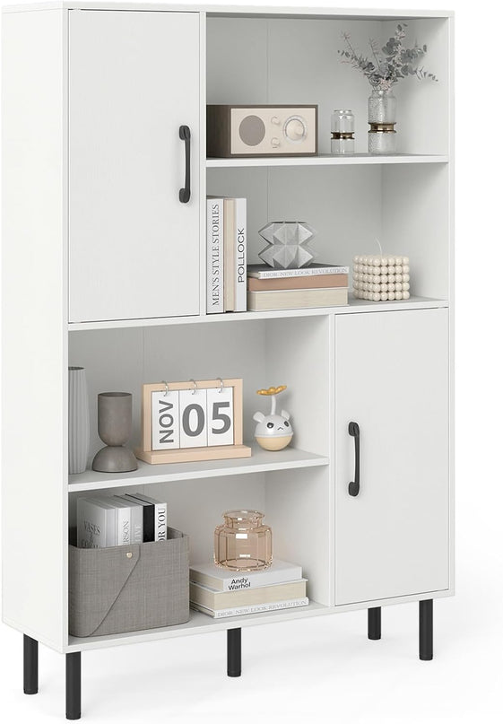 Meuble de Rangement Giantex à 4 Niveaux et Portes, 119 cm