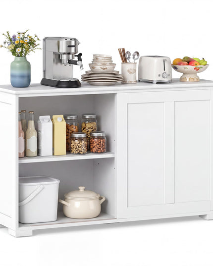 Meuble de rangement Giantex avec buffet, meuble à vin de bar à café, bahut de ferme avec porte coulissante