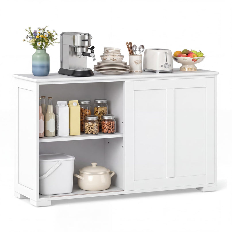 Giantex Buffet Cabinet with Storage, Coffee Bar Wine Cabinet, Farmhouse Sideboard w/Sliding Door