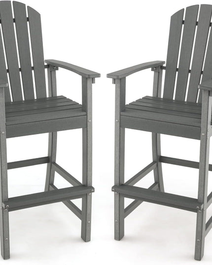 Giantex Outdoor HDPE Bar Stool, Tall Adirondack Chair with Armrests and Footrest, 30 Inches Counter Height Bar Stool
