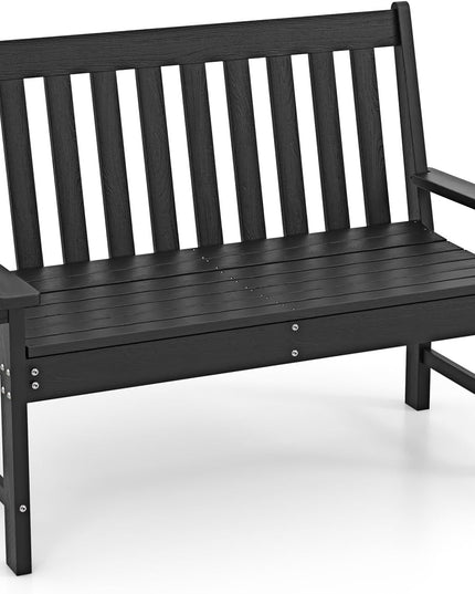 Giantex Outdoor Bench, 52-Inch Outside Bench All-Weather HDPE Park Bench with Backrest and Armrests
