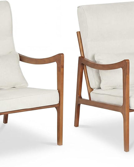 Giantex Mid-Century Faux Leather Upholstered Armchair with Lumbar Pillow (1/2)