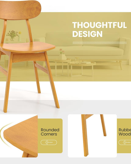 Giantex Wooden Dining Chairs Set of 2/4, Farmhouse Kitchen Chairs with Curved Backrest & Seat