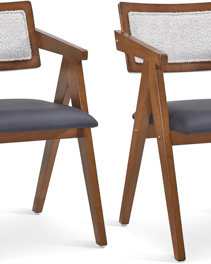 Giantex Wooden Dining Chairs Set of 2, Mid Century Upholstered Kitchen Chairs w/Leathaire Seat Cushions