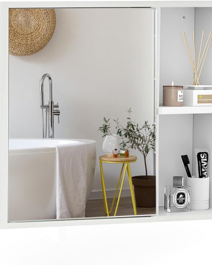 Giantex Medicine Cabinet, Bathroom Wall Cabinet with Mirror Door, 2 Adjustable Shelves, 2 Open Shelves