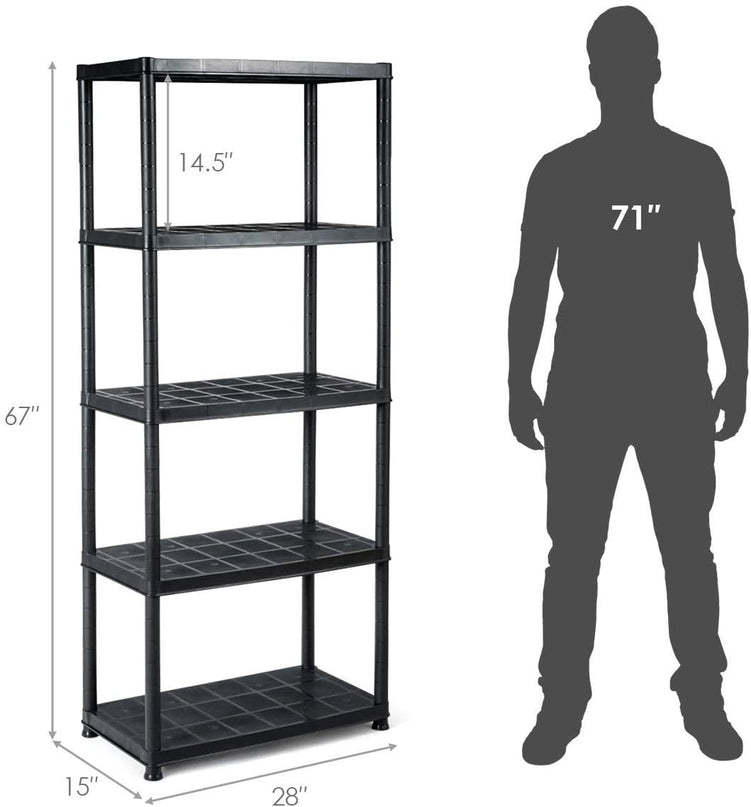 2 Pieces 5-Tier Ventilated Shelving Storage Rack - Giantexus
