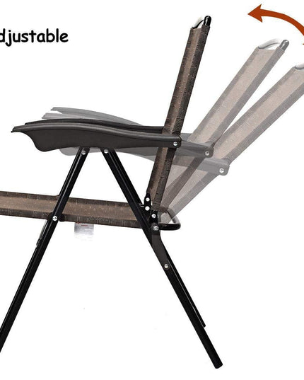 Giantex 2 Pack Patio Dining Chairs, Adjustable Sling Back Chairs with Armrest, Folding Patio Chairs