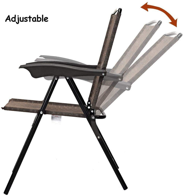 Giantex 2 Pack Patio Dining Chairs, Adjustable Sling Back Chairs with Armrest, Folding Patio Chairs