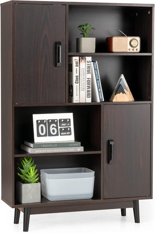 Giantex Storage Cabinet with Legs 4-Tier Bookshelf for Books & Photos