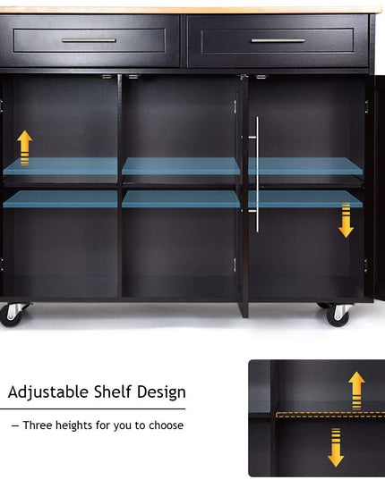 Giantex Kitchen Island Cart , 2 Drawers, 3 Door Cabinet
