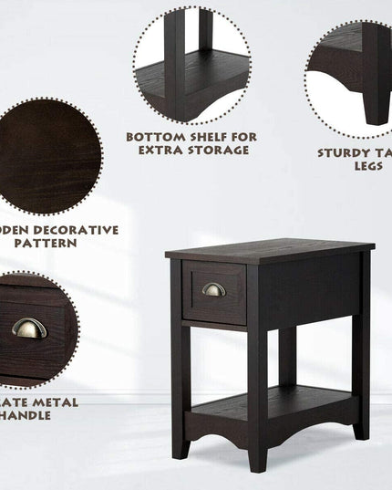 Chair Side End Table with Drawer - Giantexus