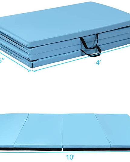 Gymnastics Mat, Anti-Tear Folding Gymnastics Exercise Mats Carrying Handles - Giantexus