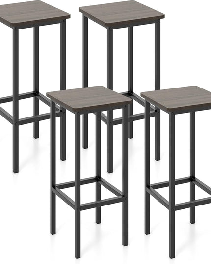 Giantex Bar Stools Set of 4, 26" Backless Barstools with Metal Legs & Footrest, Breakfast Bar Dining Chairs