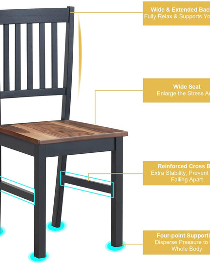 Giantex 5 Piece Dining Set with 4 Chairs,Dining Kitchen Table Set for 4 Person (Walnut & Black)