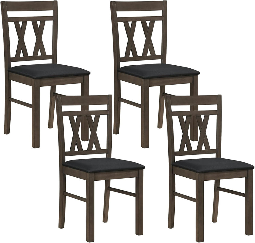 Giantex Linen Style Upholstered Kitchen Chairs with Dual X-Shaped Back (2/4)