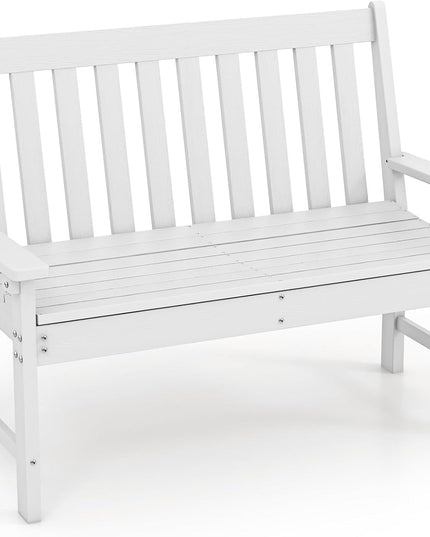 Giantex Outdoor Bench, 52-Inch Outside Bench All-Weather HDPE Park Bench with Backrest and Armrests