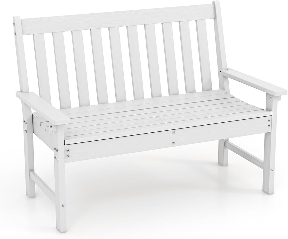 Giantex Outdoor Bench, 52-Inch Outside Bench All-Weather HDPE Park Bench with Backrest and Armrests