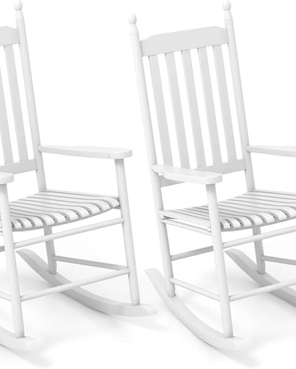 Giantex Outdoor Rocking Chair Set, All Weather Patio Rocker w/Solid Rocking Base & High-Back