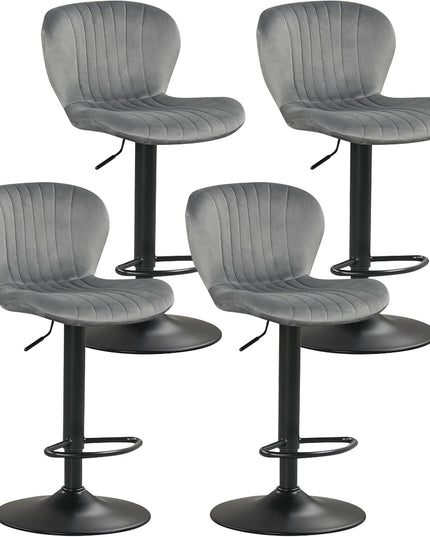 Giantex Lot de 2 ou 4 tabourets de bar | Chaises réglables hauteur comptoir avec dossiers rembourrés en velours