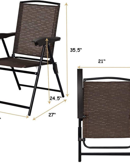 Giantex 2 Pack Patio Dining Chairs, Adjustable Sling Back Chairs with Armrest, Folding Patio Chairs