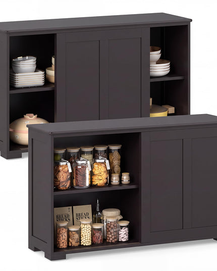 Meuble de rangement Giantex avec buffet, meuble à vin de bar à café, bahut de ferme avec porte coulissante