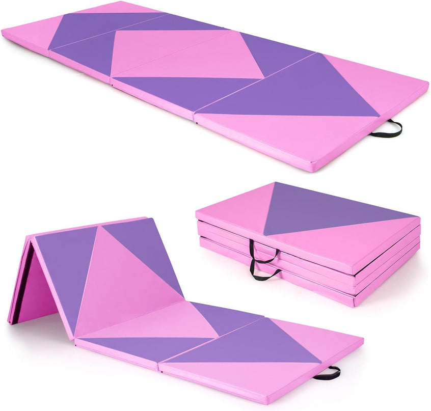 Giantex 4'x10' Gymnastics Mat, 2" Thick Folding Tumbling Mat with Carrying Handles
