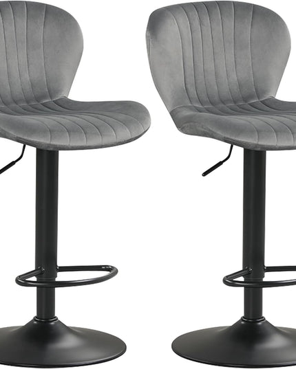 Giantex Lot de 2 ou 4 tabourets de bar | Chaises réglables hauteur comptoir avec dossiers rembourrés en velours