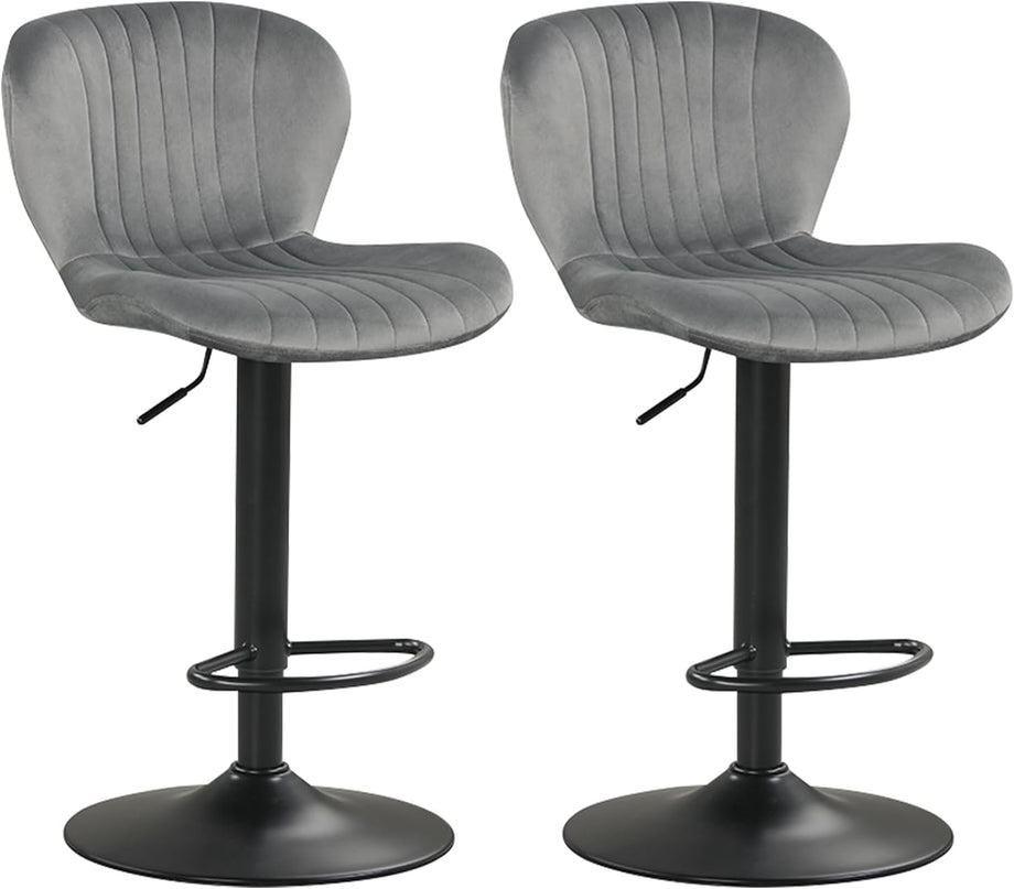 Giantex Bar Stools Set of 2/4 | Adjustable Counter Height Chairs with Velvet Upholstered Backrests