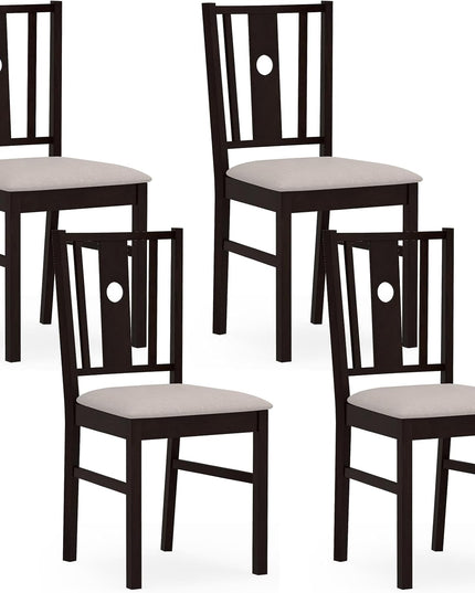 Giantex Upholstered Rubber Wood Dining Chairs Set of 2/4